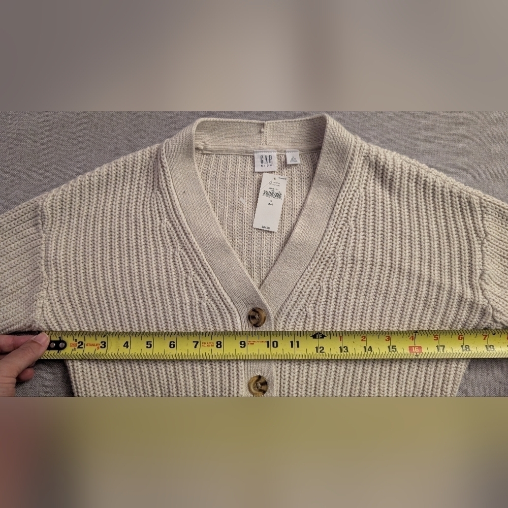 Gap NWT $55 Kids Shaker Stitch Beige Cardigan 100% Cotton Size Small 6-7 NEW! - Picture 13 of 13